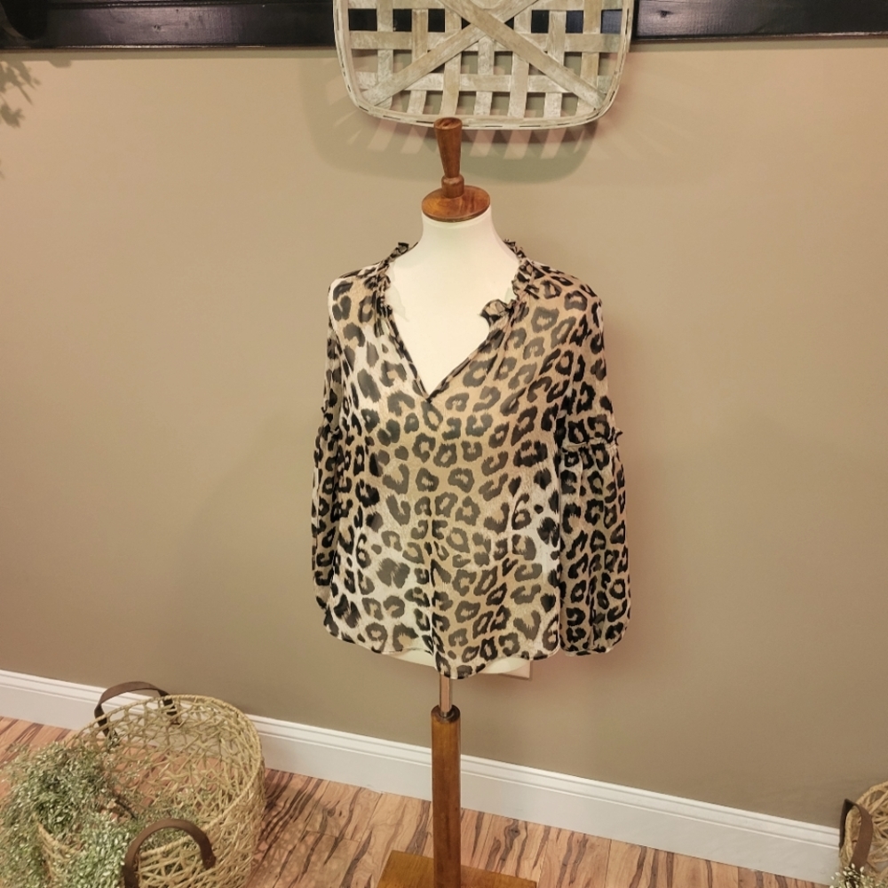 Banana Republic Sheer Leopard Print Top